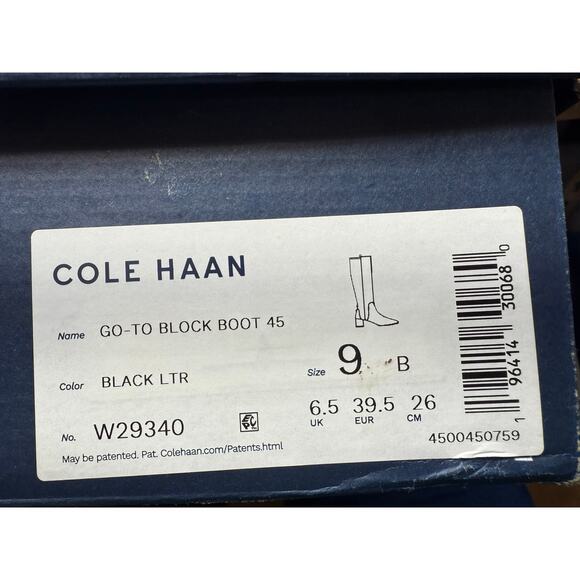 Cole Haan GO TO BLOCK Womens Size 9B Leather Block Heel Knee-High Boots W29340 - Picture 14 of 14